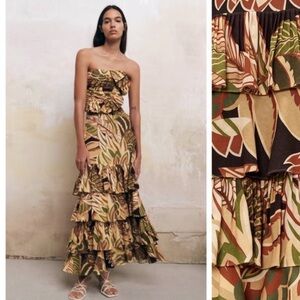 Zara Multicolor Strapless Ruffle Dress